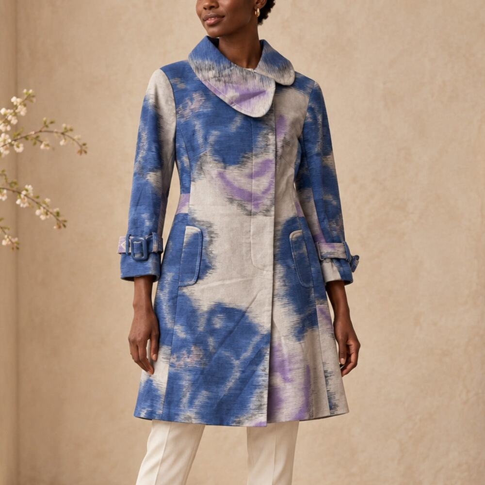 Anthropologie Elevenses Abstract Print Cotton Coat Size 2